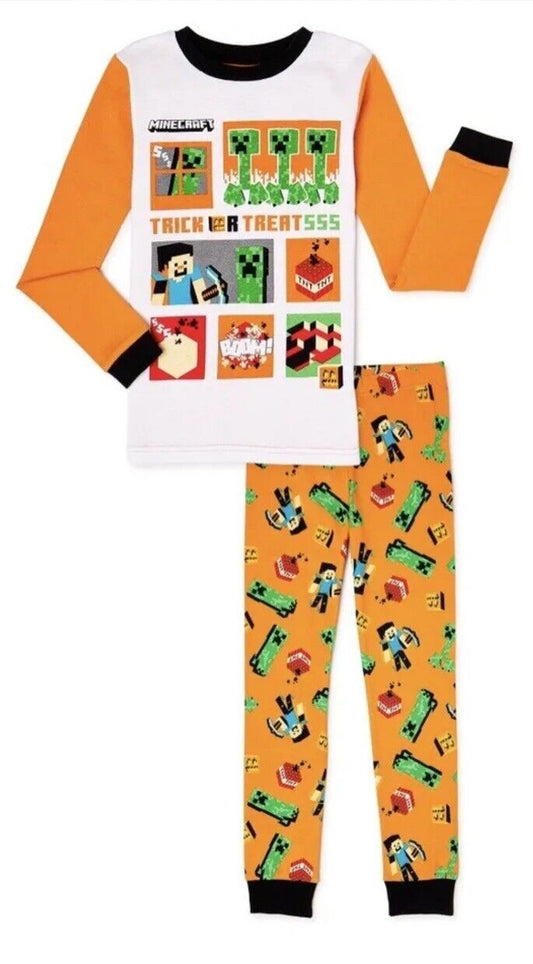 MINECRAFT Halloween Pajamas 2pc PJs TRICK OR TREAT Size 8 Cotton NWT