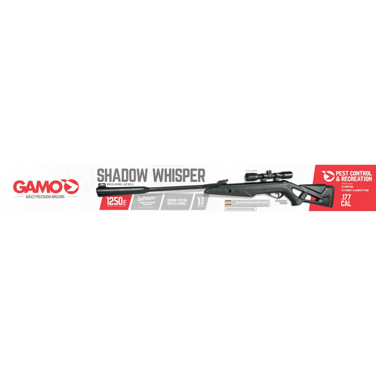 Gamo Shadow Whisper Air Rifle, 1,250 Fps Spring Piston .177 Cal