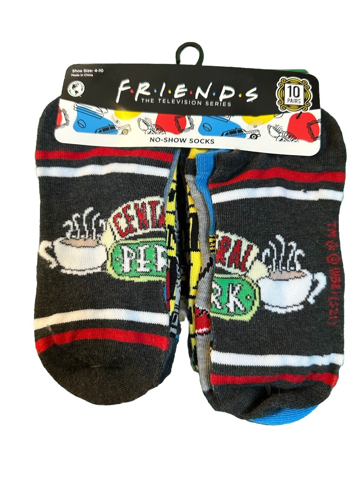 NWT Warner Bros. Friends TV Show 10 Pair Lot No Show Socks Multi-Color Size 4-10