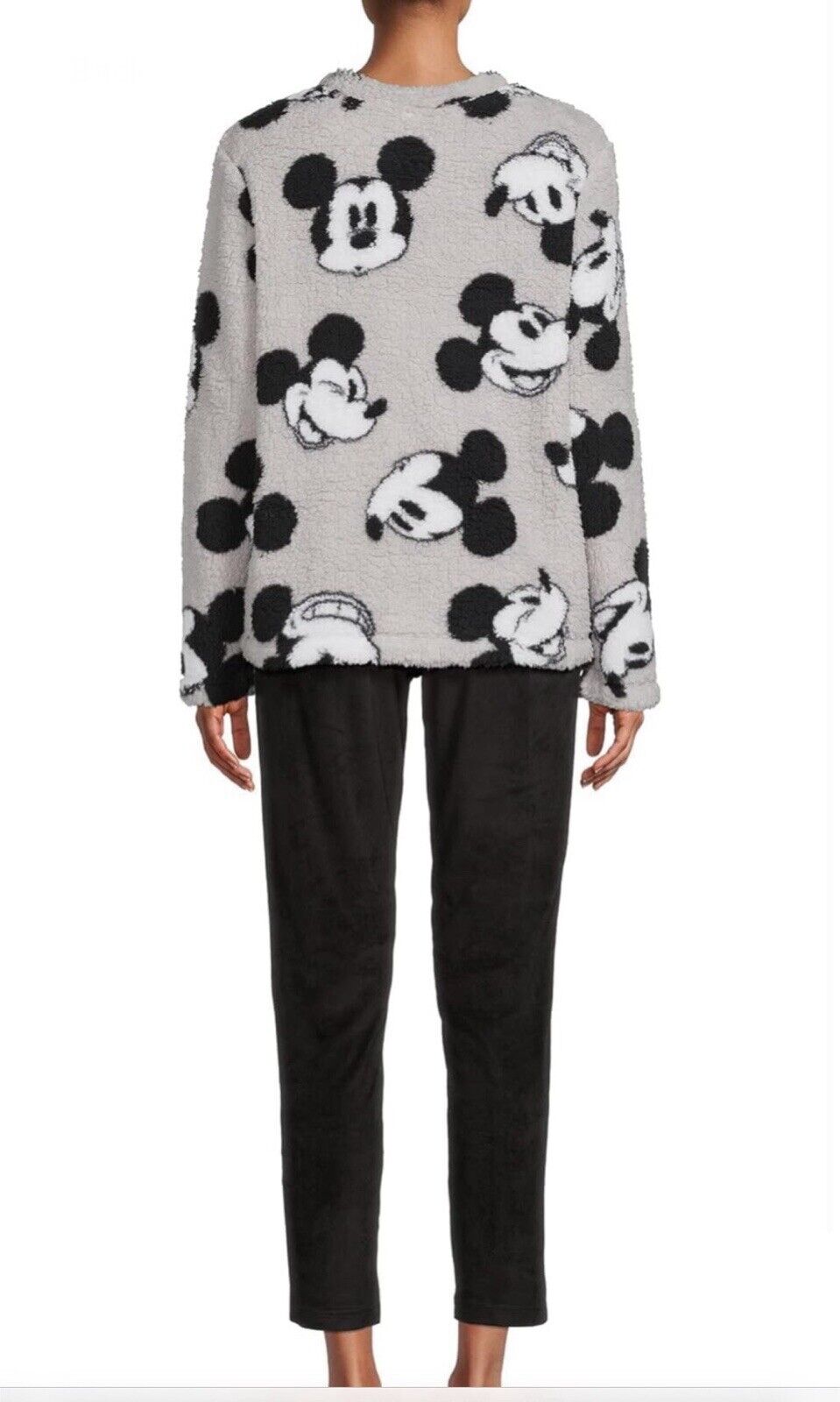 Disney Mickey Mouse Women's 2 Piece Pajamas PJ Set Plush Black/Grey 2X (18W-20W)