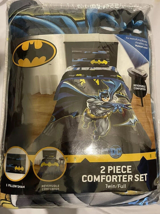 DC Comics Batman Reversible Comforter 2 Piece Comforter Set Twin/Full NEW