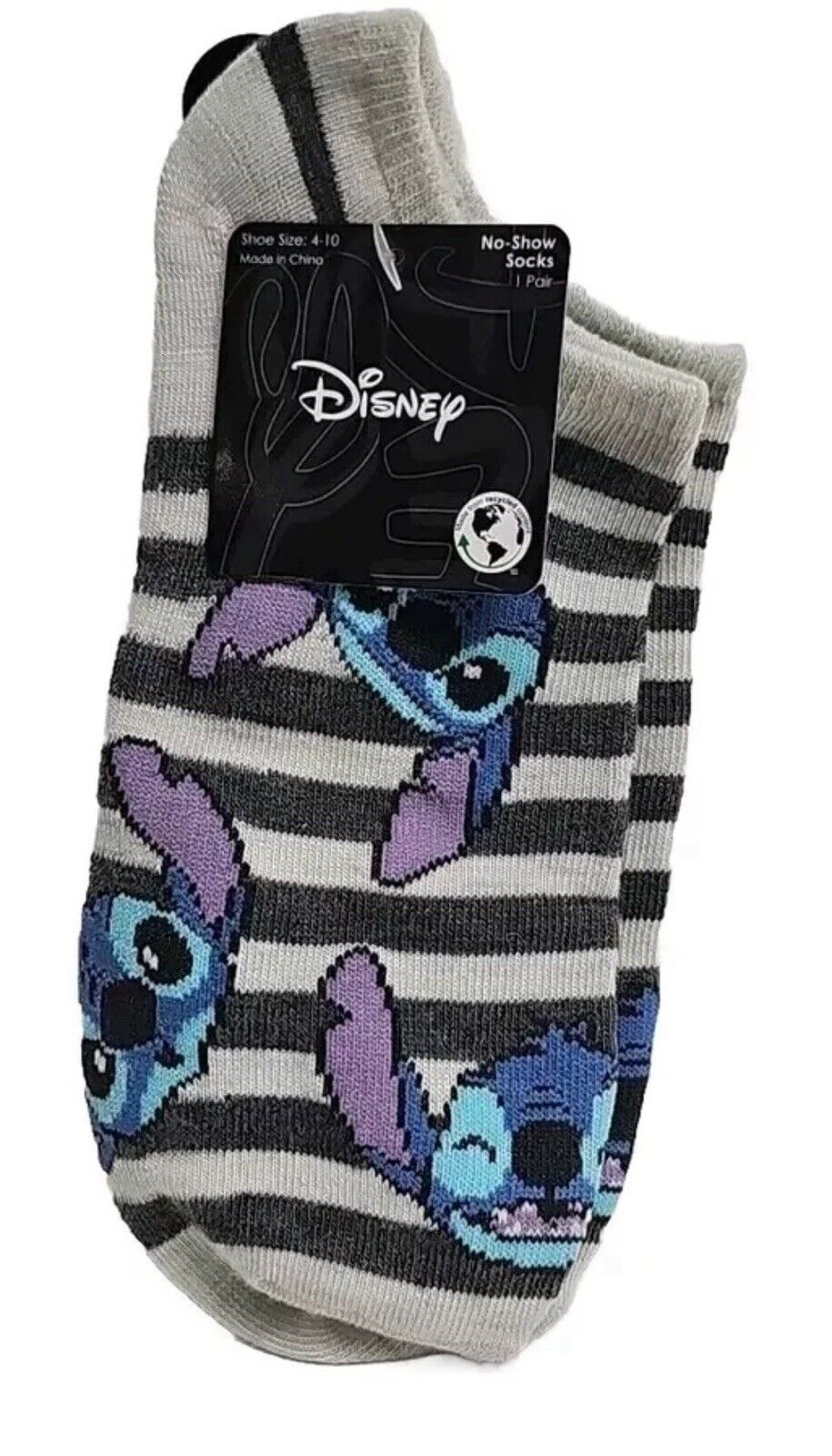 Disney Lilo And Stitch Women’s Shoe Size 4-10 No Show Socks Gray New