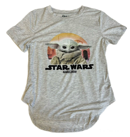Star Wars The Mandalorian Grey Baby Yoda Womens Tee Shirt Sz M 7/9