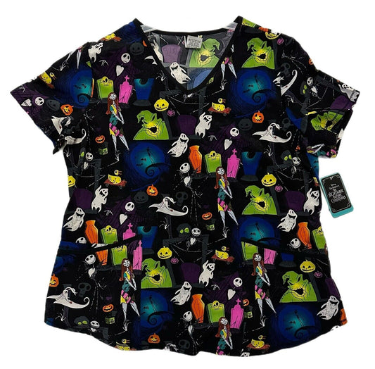 Scrubstar Women's Disney Nightmare Before Christmas Jack Attack V Neck - Size XL