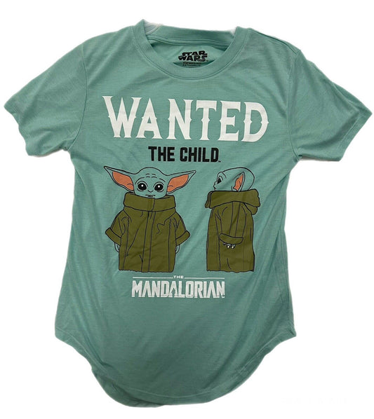 Baby Yoda Juniors Graphic T-Shirt Wanted The Child Mandalorian Poster Size M 7/9