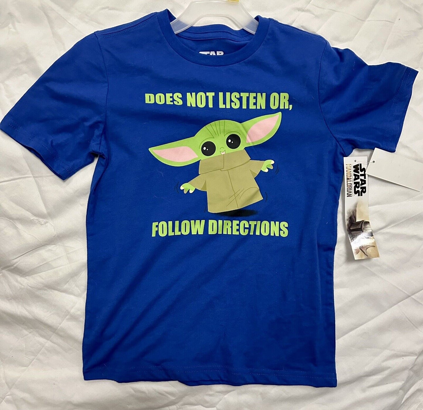 Star Wars Baby Yoda Does Not Listen Or Follow T Shirt Graphic Tee Size M 8