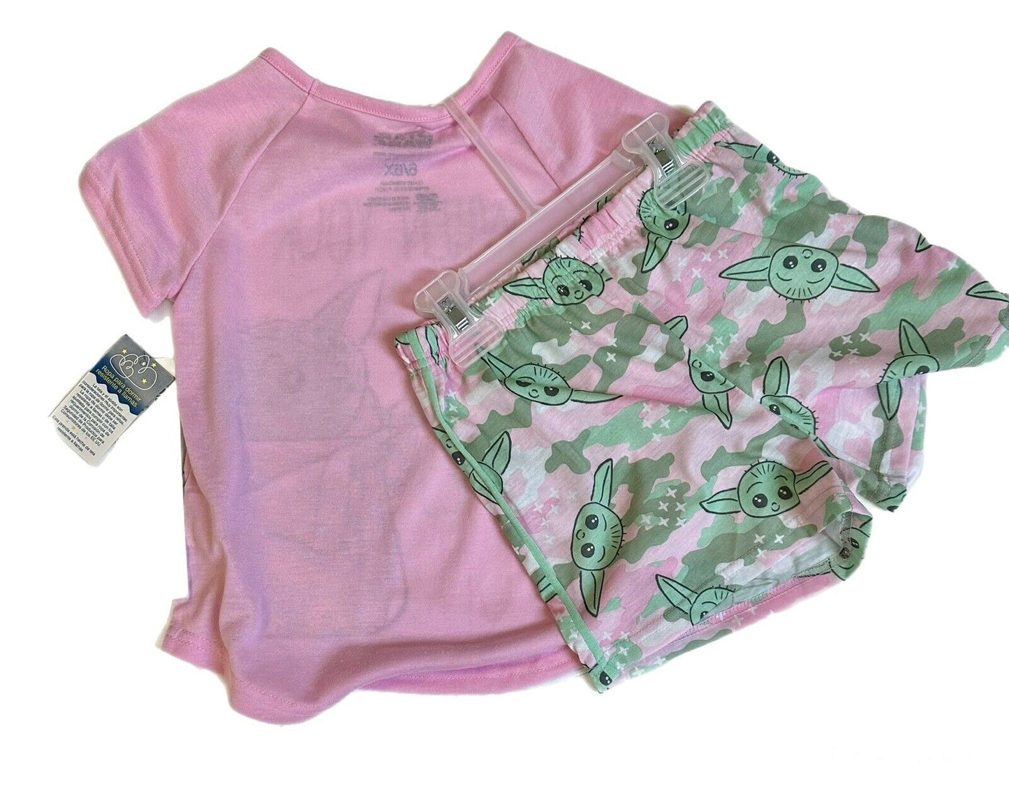 NWT Baby Yoda Girls Pajamas Star Wars The Mandalorian Size S 6/6X Shirt Shorts