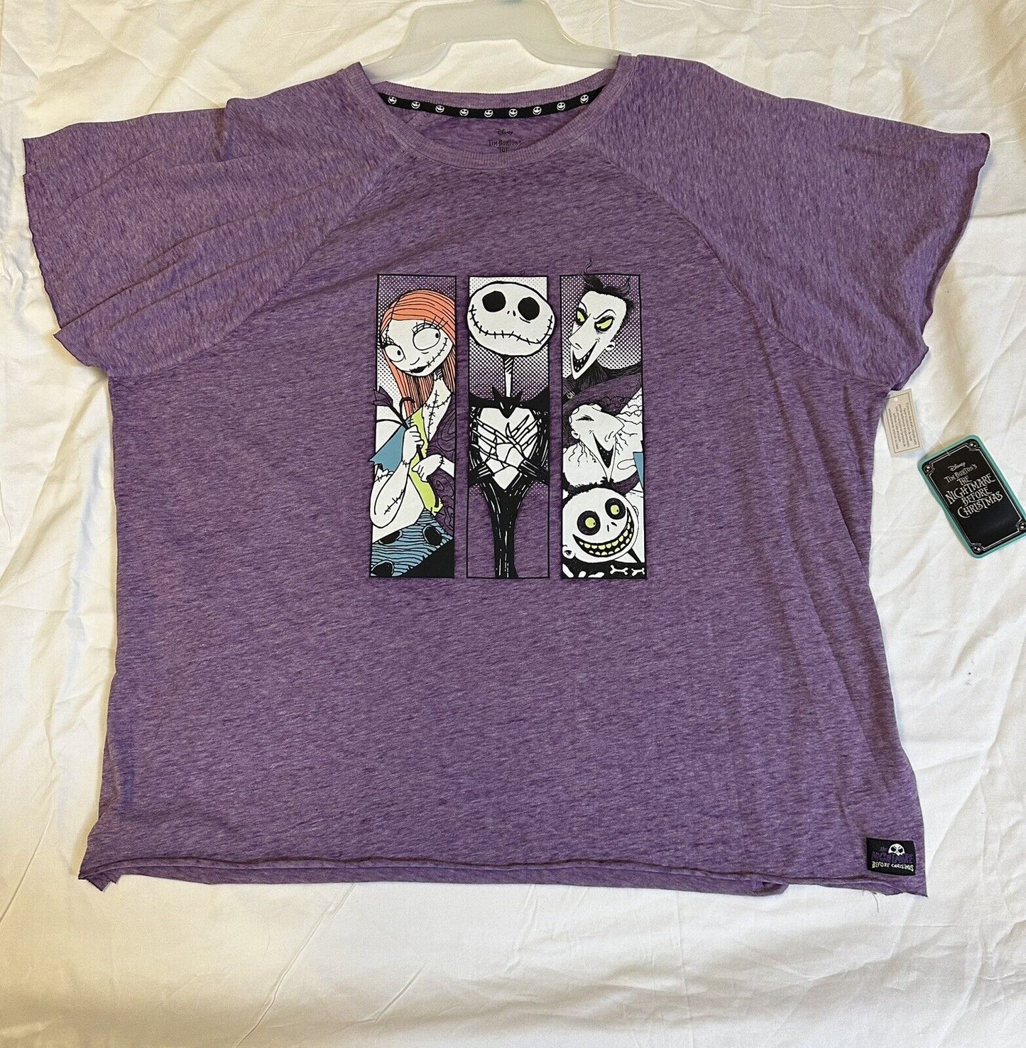 Disney Nightmare Before Christmas Jack Skellington  Sally T-Shirt Purple Size XL