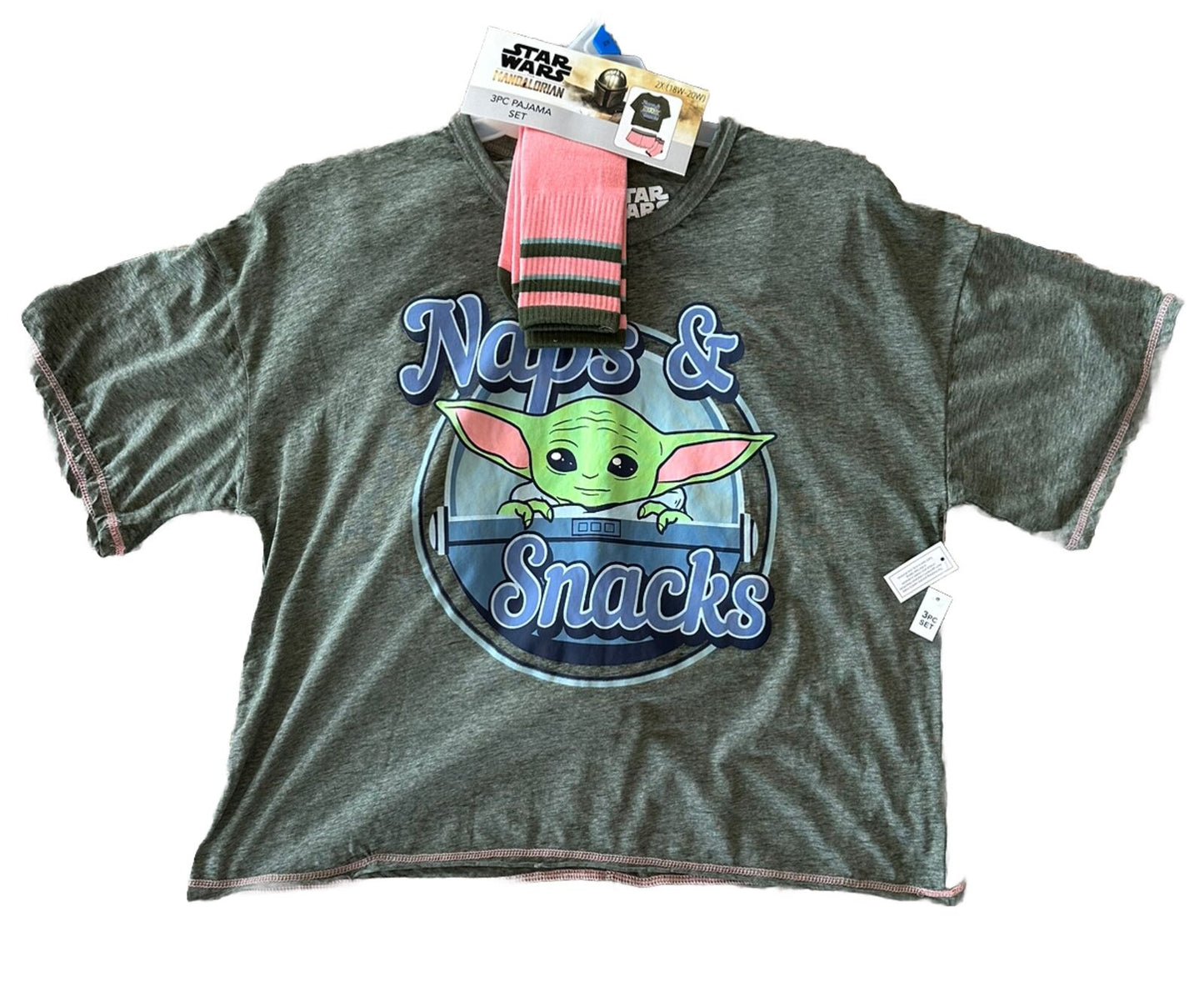 Star Wars Baby Yoda Naps & Snacks Womens 3pc Pajama Set Shorty NWT 2X