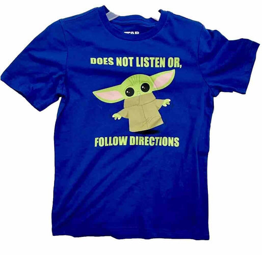 Star Wars Baby Yoda Does Not Listen Or Follow T Shirt Graphic Tee Size M 8
