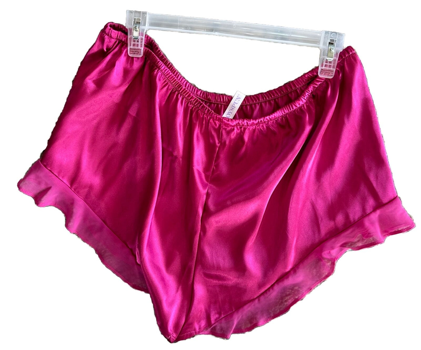 Joyspun Womens Pink Satin Pajamas 2pcs Pajama Set w/ Sexy Cami Shorts Set XL
